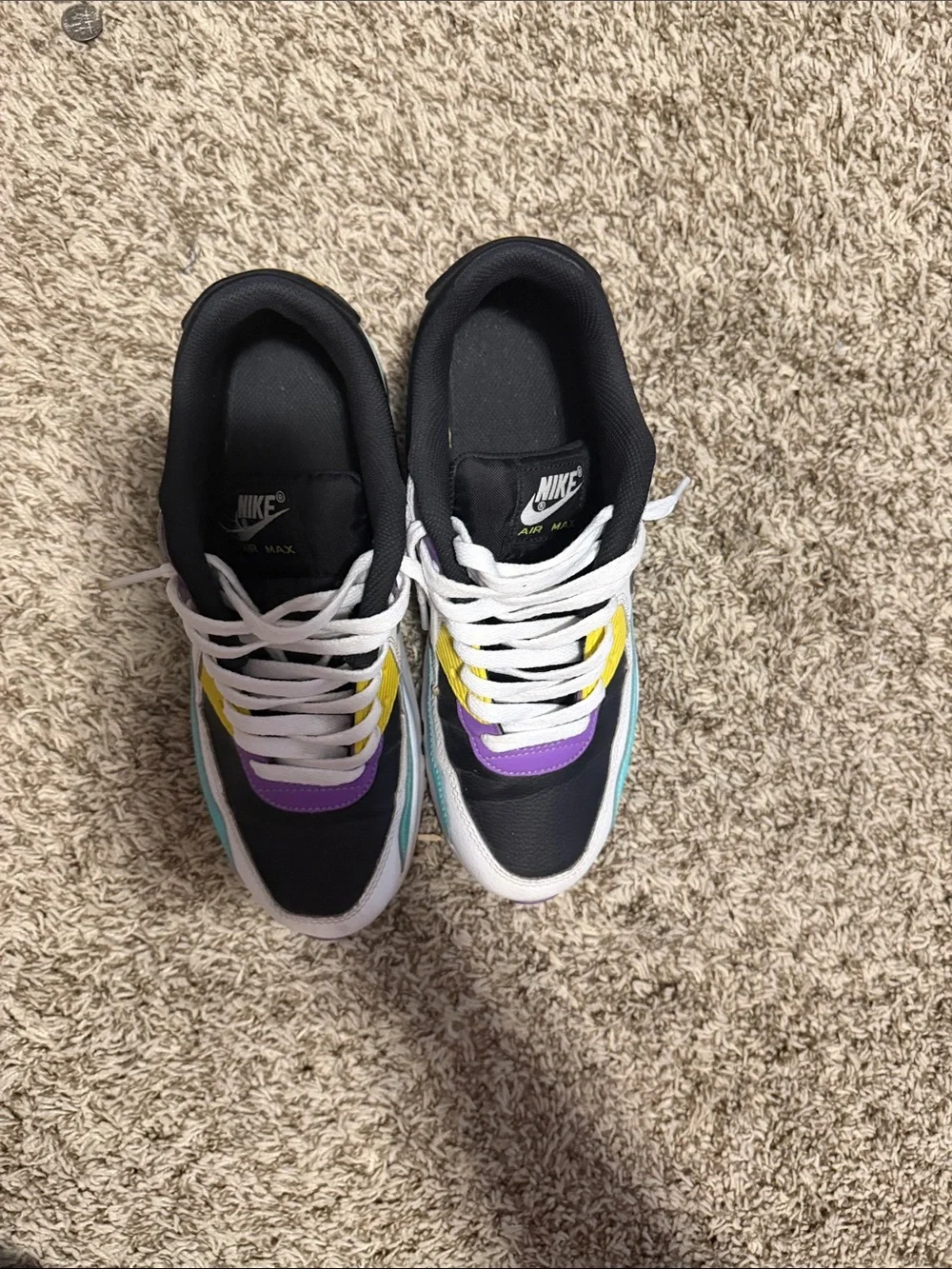 Nike Big Kids Air Max Sneakers - Teal/Black/White/Purple/Yellow